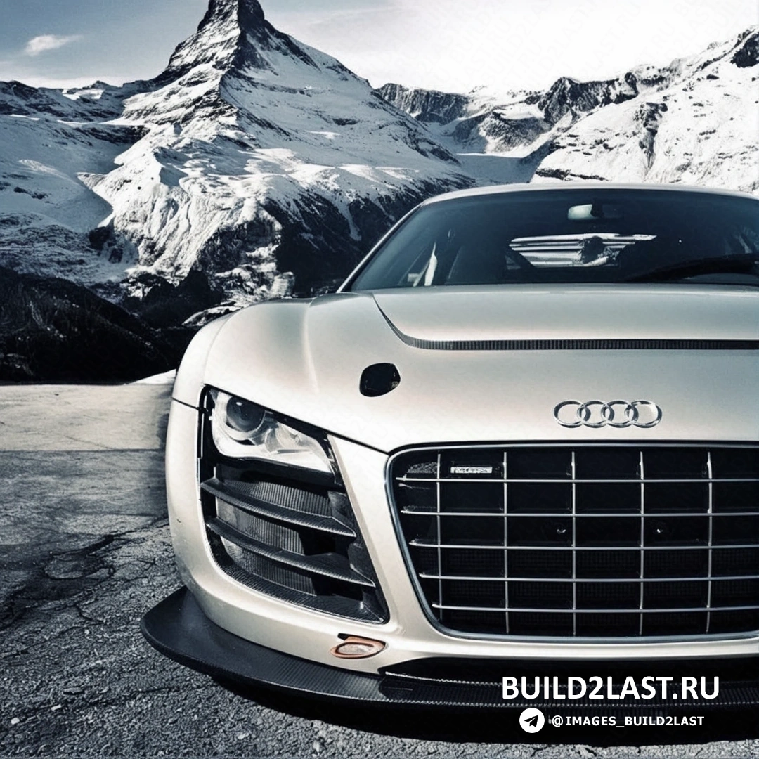 Audi R8 в гараже с футуристическим освещением